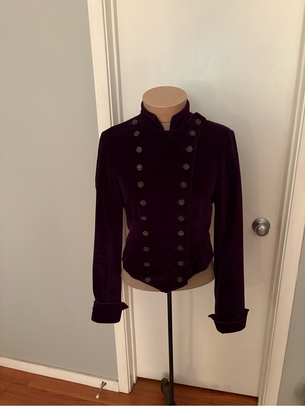 Lucky Brand Vintage Plum Velvet Double Breasted Jacket/Lavender lining